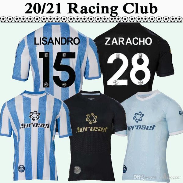

20 21 racing club rojas barbona mens soccer jerseys lisandro cvitanich zaracho home blue white away 3rd football shirt short sleeve, Black;yellow
