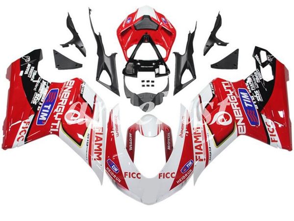 

new abs injection full fairings kit fit for ducati 848 evo 1098 1198 2007 2008 2009 2010 2011 2012 body set custom red white