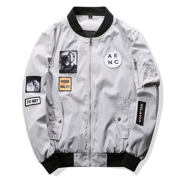 

fashion men bomber jacket hip hop patch designs slim fit pilot coat male jackets oversized couple baseball uniform streetwear autumn, Black;brown