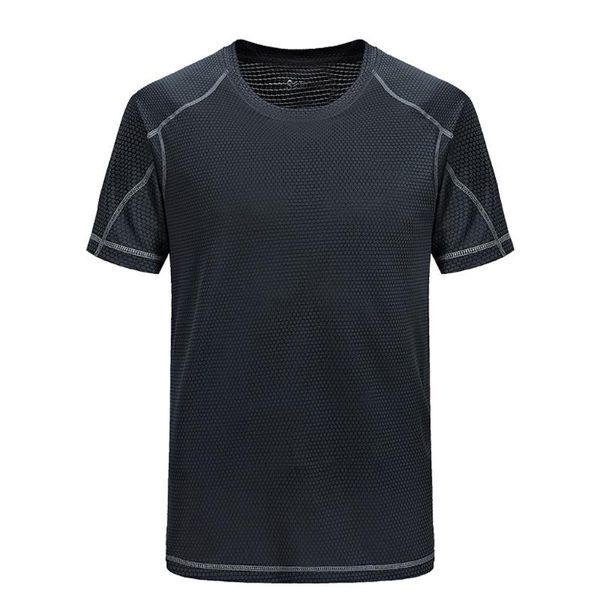 

sports men's clothing running fitness men's summer casual o-neck t-shirt fitness sport fast-dry breathable blouse outdoor, Black;red