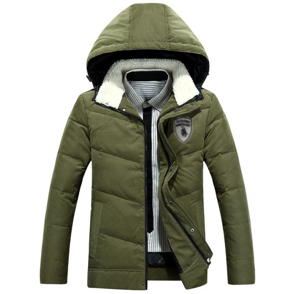 

new winter men's hooded white duck down jacket men's thick coats down jacket mens coats warm jackets, Black