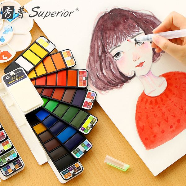 

18/25/33/42 solid watercolor set for drawing painting coloring art support water brush pen pigment for watercolor marker