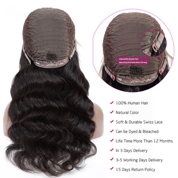 

150% lace front human hair wigs 13x4 pre plucked remy brazilian body wave lace frontal wigs with baby hair for black women