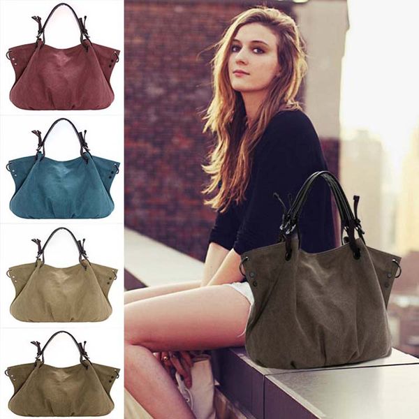 

2019 kvky brand large pocket casual tote women's handbag shoulder handbags canvas leather capacity bags for women