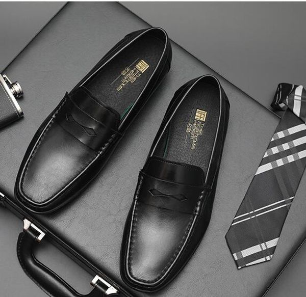 

40 style italian luxury designers leather dress shoes leather wedding party men shoes suede fashion loafers heel shoes size 38-46, Black