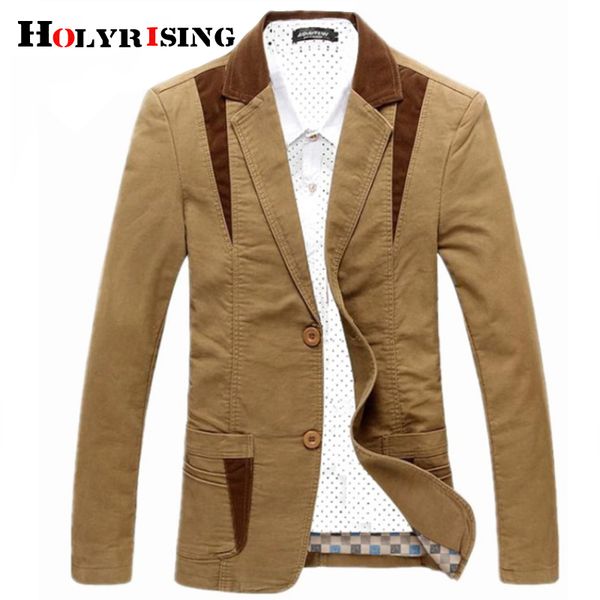 

spring brand men's causal business blazer man khaki single-breasted 100% cotton slim suit jacket plus size 6xl size 18791-5, White;black