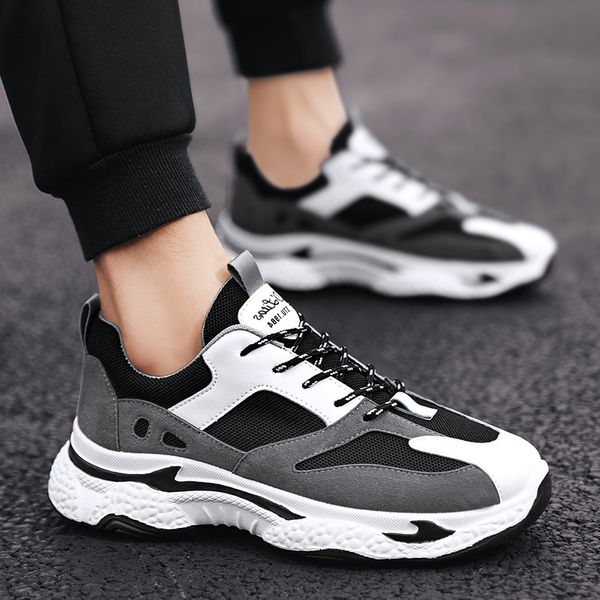 

heflashor men shoes casual vulcanized shoes cushioning sneakers male breathable walking platform footwear tenis masculino, Black