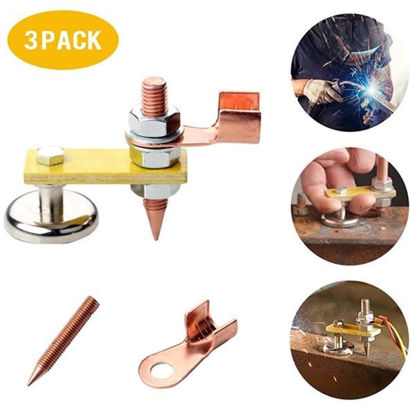 

3 pack netic welding ground clamp welding net head netic support copper tail stability clamps