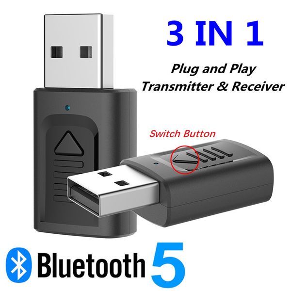 

usb bluetooth car 5.0 audio receiver transmitter 3 in 1 mini 3.5mm jack aux rca stereo music wireless adapter for tv pc speaker