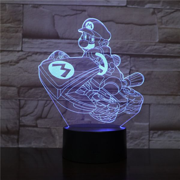 

super mario bros luigi mario 3d lamp hologram multi-color battery operated nightlight led night light lamp visual light effect
