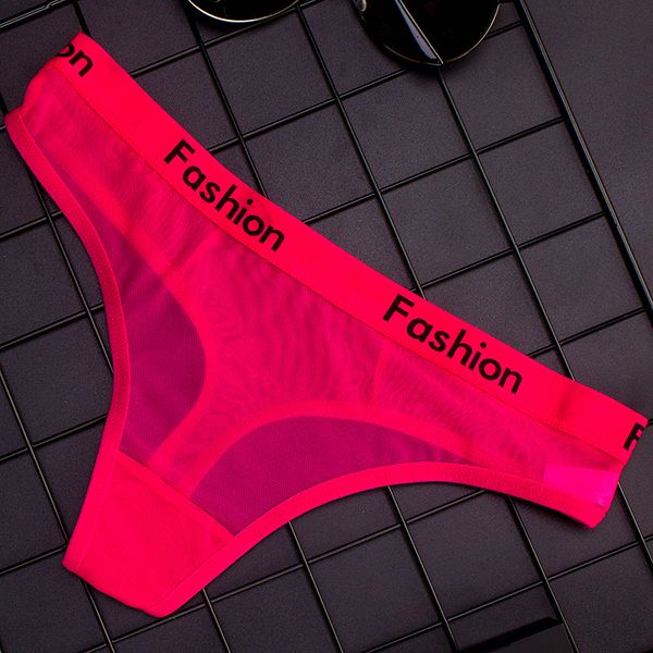 

women's panties 7 color sporty style transparent underpants crotch cotton briefs soft hollow out string thong lingerie, Black;pink