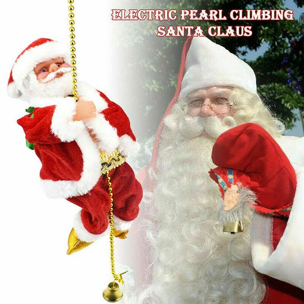 

1 шт санта-клаус climbing лестница электрический санта-клаус кукла рождественская елка висячие украшения крытый двери украшения стены