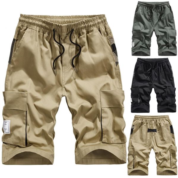 

2019 summer men's shorts outdoors beach fashionable trend loose solid multi-pocketwith lacing overalls beach sport pants