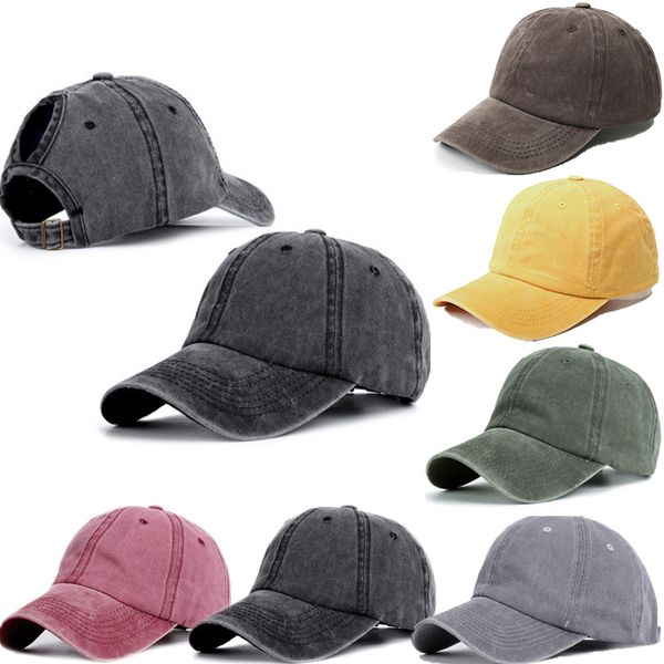 

women denim baseball cap with ponytail girl adjustable sun hat solid cap summer, Black;white