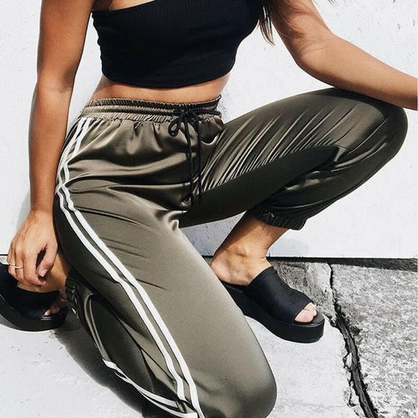 

women casual long pants fashion two side striped sweat sports long trousers for women running jogging sweatpants female pants, Black;blue