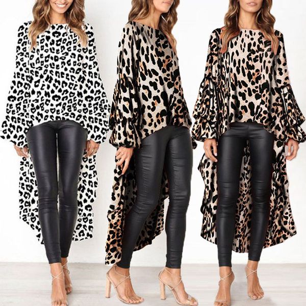 

newly women clothing t shirt long sleeve leopard print t-shirt long sweatshirt autumn, White