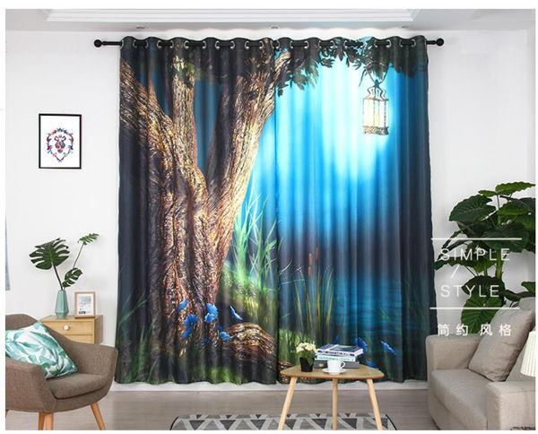 

custom printed curtains green forest curtains blackout curtain soundproof windproof curtains