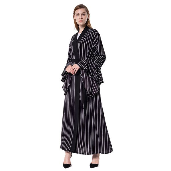

wholesale muslim women flare sleeve striped abaya dress s-3xl plus size islamic women jilbab abaya for sale, Red