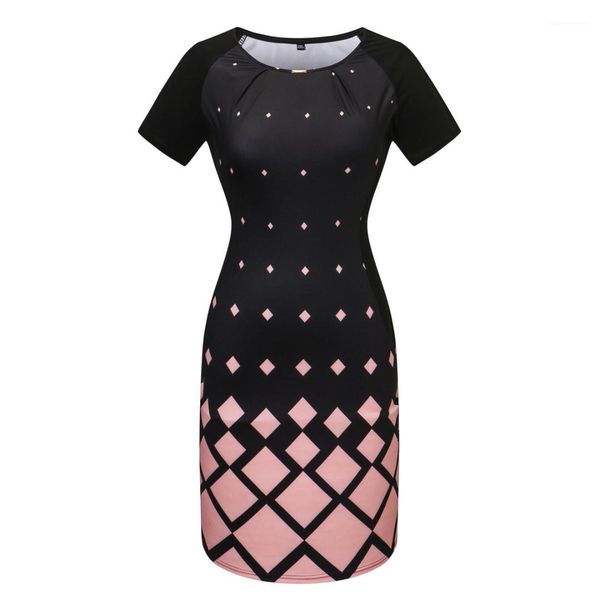 

ladies dresses casual panelled loose female apparel summer plaid printed women dress fashion designer crew neck, Black;gray