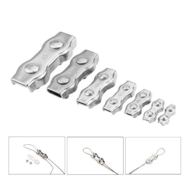 

4pcs 2/3/4/5/6/8/10mm stainless steel 316 duplex clips wire cable rigging rope grips clamps caliper chuck card boats accessories