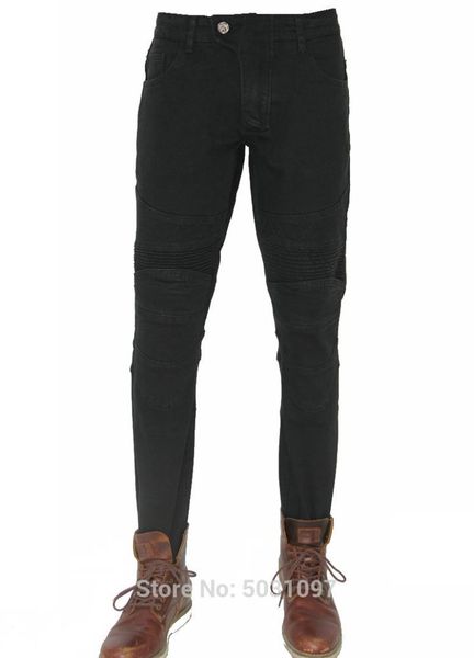 

loong biker hight quality motorcycle riding pants straight loose jeans protective locomotive cycle trousers black