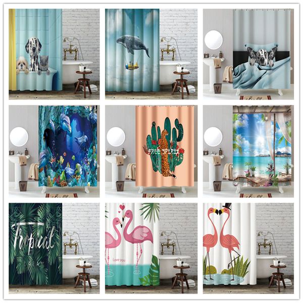 

cute dogs and cat shower curtains fabric 180x180cm waterproof bathroom curtain set with 12 hooks bathroom decor douchegordijn 3d
