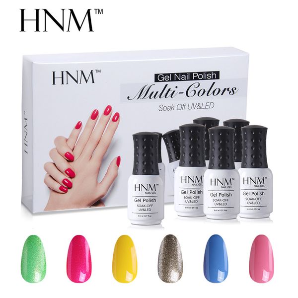 

hnm 6pcs/set nail art pure color 8ml gel varnish sets nail polish kit manicure uv gel lucky varnish lacquer diy for kit