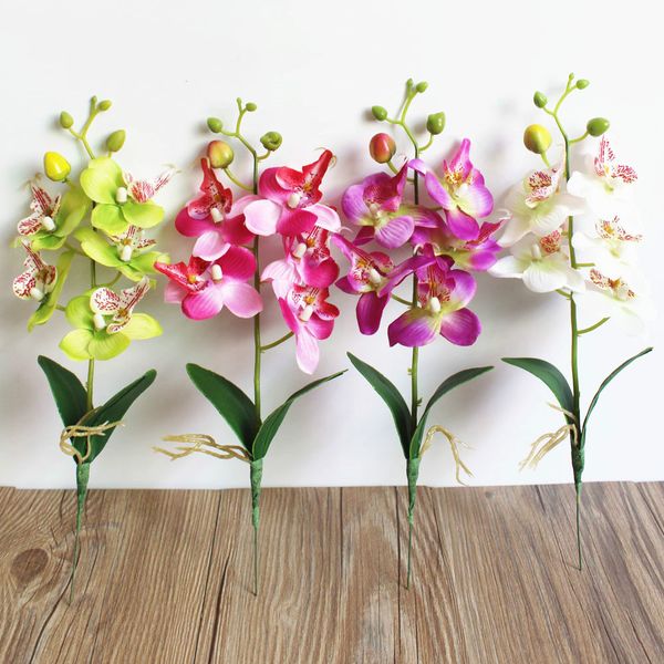 

28cm 5heads artificial butterfly orchid flower branch home garden decoration diy wedding flower wall arches fake flowers flores