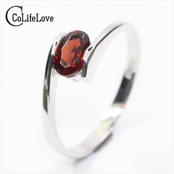 

simple design silver garnet ring 4mm*6mm natural red garnet gemstone ring solid sterling silver fashion gemstone for woman, Golden;silver