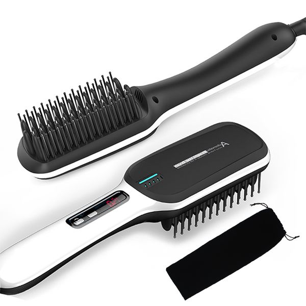 

professional ceramic electric hair straightener brush, Black