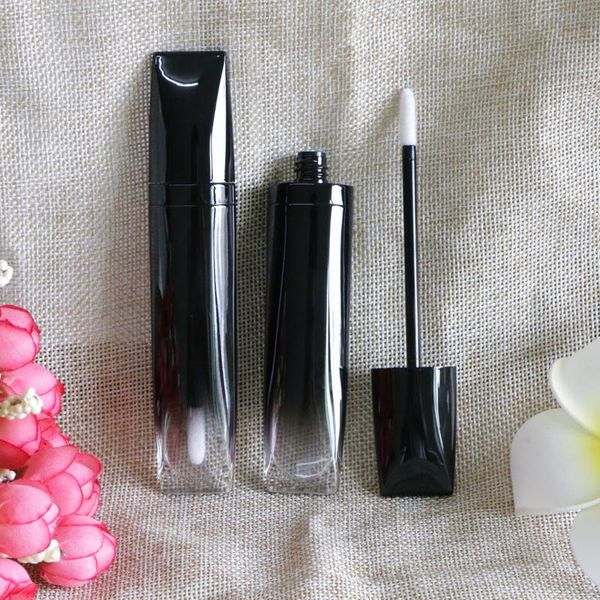 Embalagens de cosméticos Lip Gloss Containers 5ml preto brilhante composição vazio lábios cheios Tint Líquido Batom Tubes Frascos 200pcs