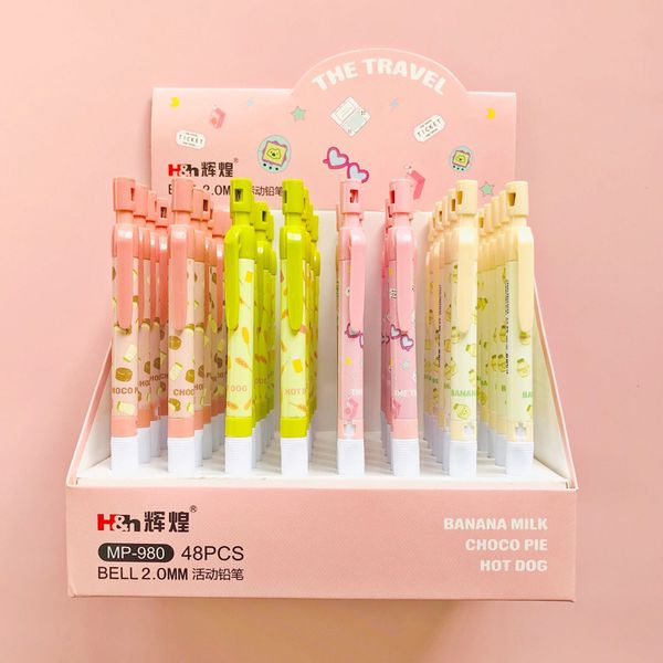 

48 pcs/lot 2.0mm ice cream mechanical pencil cute automatic pen for kids gift school office supplies, Blue;orange