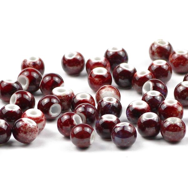 

jhnby 100pcs fambe blaze ceramic beads 6/8/10/12mm round chinese porcelain loose beads for jewelry bracelets making diy finding