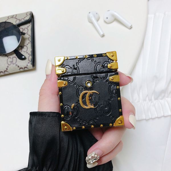 

suitable for airpods protective sleeve designer for apple wireless headset bag with square leather soft shell