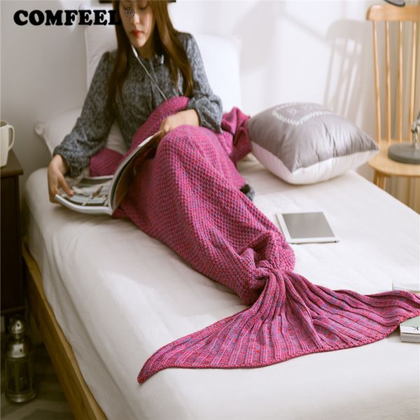 

comfeel mermaid blanket solid knitting mermaid tail blankets for beds fashion sofa four seasons sleeping warm wrap cover