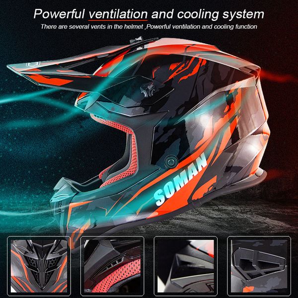 

motorcycle racing cross-country helmet all-inclusive cross-country helmet for men and women ece standard soman 633