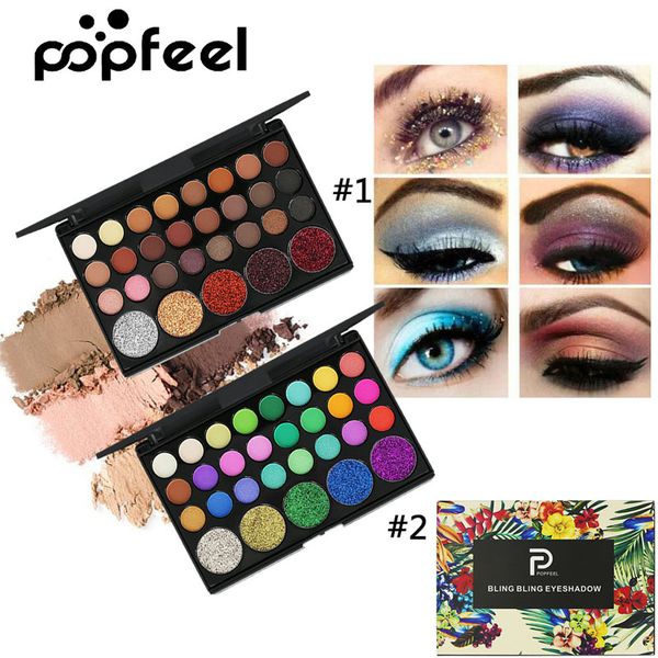 

popfeel 29 colors eyeshadow palette earth candy color makeup eye shadow matte shimmer glitter nude pigmented metallic beauty bling eyeshadow