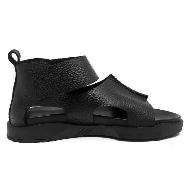 

2020 fashion mens thick platform sandals cow real leather gothic high summer sandal beach leisure hook loop gladiator shoes, Black