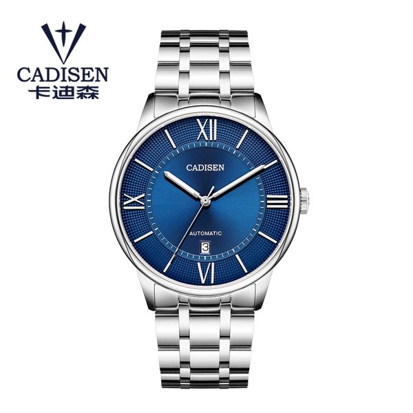 

mens watches 2019 cadisen mechanical miyota 8215 movt automatic luminous waterproof stainless steel male clock relogio masculino, Slivery;brown