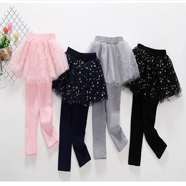 Bebés Meninas Roupa infantil da criança Meninas Culottes Leggings Primavera Outono suave inverno quente da estrela Lace Pant Saias Meninas Tutu saia Pants