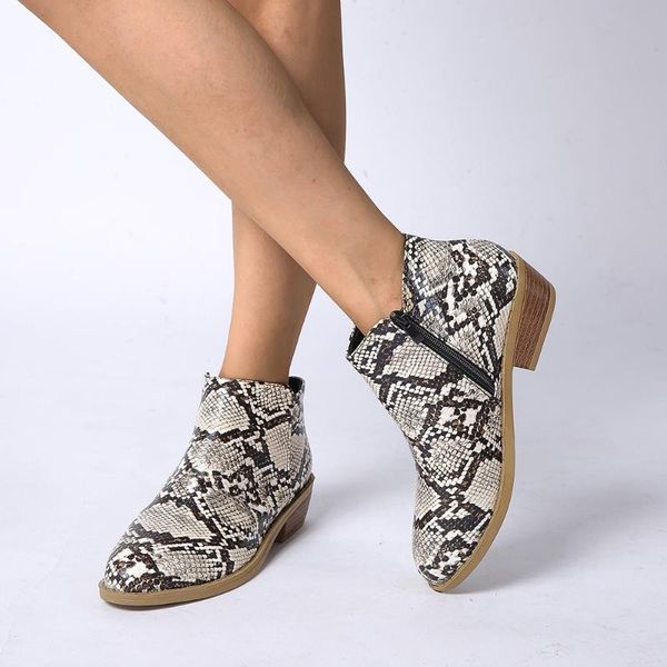 

2019 chic autumn women shoes high heel ankle boots female block leopard casual botas mujer booties feminina plus size 43, Black