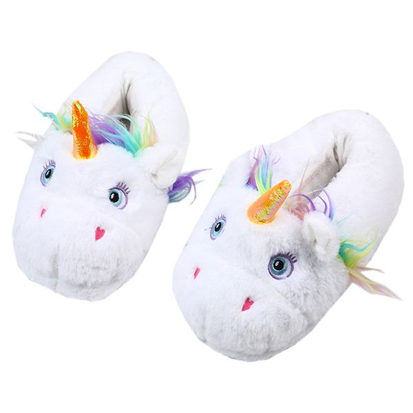 

funny unicorn slippers women warm soft comfort soft furry slippers indoors floor bed room shoes slipper winter home wrapped heel, Black