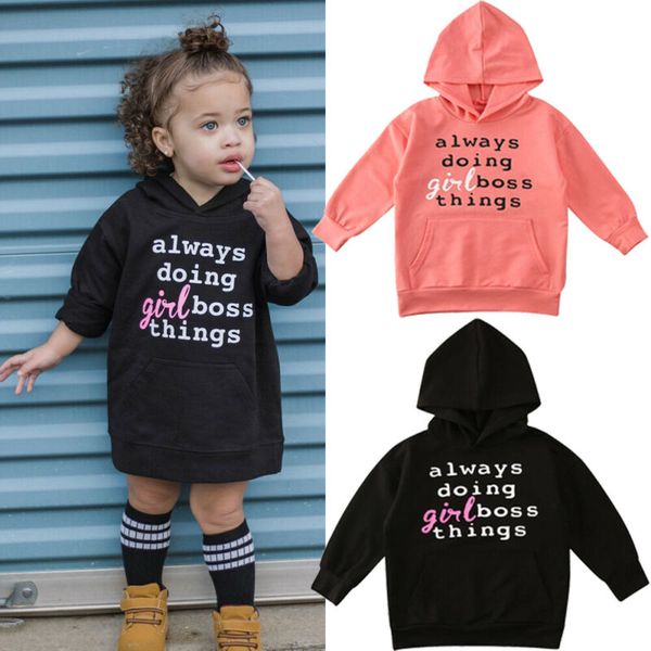 

1-6y toddler baby girls winter warm clothes kids letter printed hoodie coat, Black