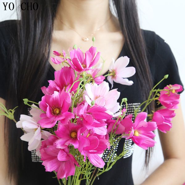 

yo cho 7 heads artificial flowers silk coreopais branch for christmas home wedding new year decoration fake galsang silk flowers