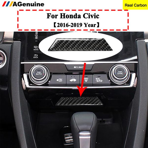 Carbon Fiber Center Console Co Pilot Storage Box Handle Cover Double Flash Frame Trim Interior Moulding For Civic Cool Truck Interior Accessories Cool