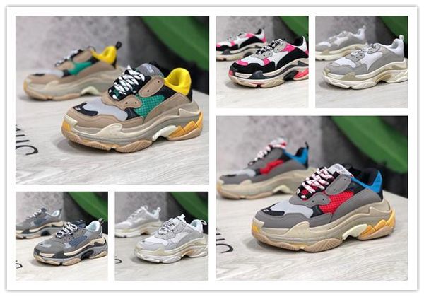 

2018 fw retro triple s sneaker mens fashion v old grandpa tripe s trainers casual shoes size 36-46intage kanye west, White;red