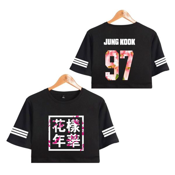 

new 2018 fashion love yourself bangtan boys kpop midriff short sleeve t-shirt women tshirt summer female crop kpop clothes, White