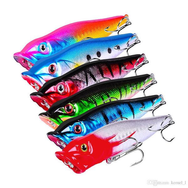 

mixed 6 color 8cm 12.5g popper hard baits & lures 4# hook fishing hooks fishhooks artificial plastic bait pesca accessories