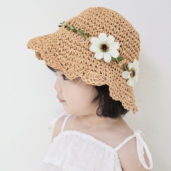 

новое прибытие цветов sun hat детские летние соломенные шляпы для baby girl boy straw hat дети вс панама-бич cap gorros, Yellow