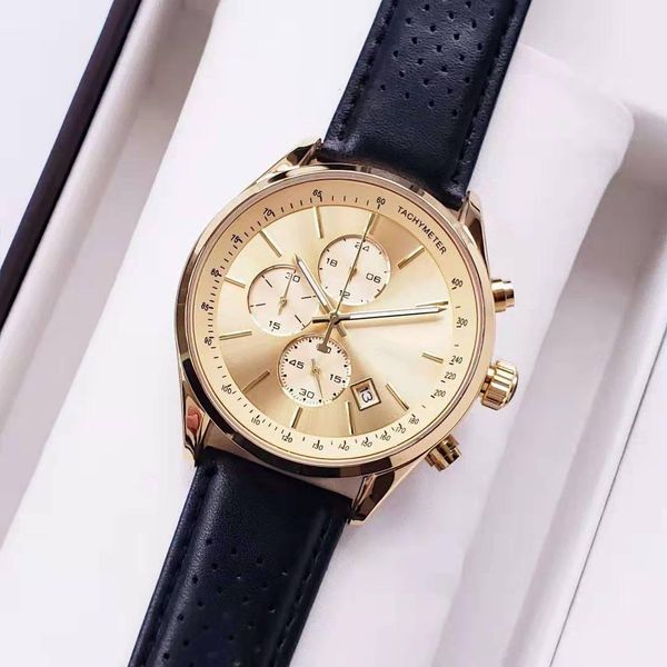 

luxury watch men watch mens business watches brand wristwatches fashion sport designer quartz wristwatch leather strap reloj de lujo, Slivery;brown